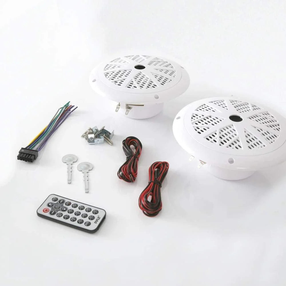 5.25 Inch Bluetooth Marine Stereo Receiver & Speaker Kit, White W136601