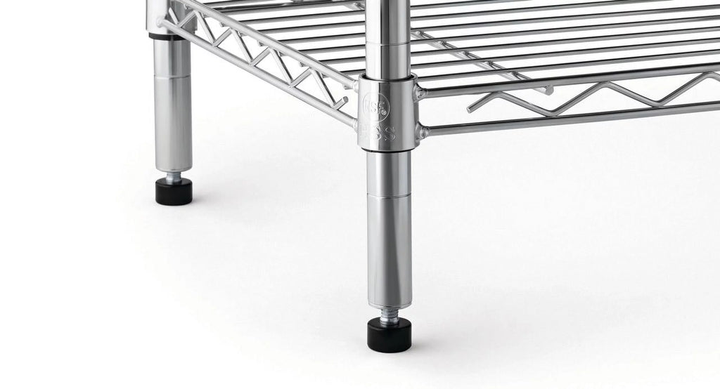 Steel 4-Tier Storage Shelf Unit 2400lb Capacity Chrome E9790