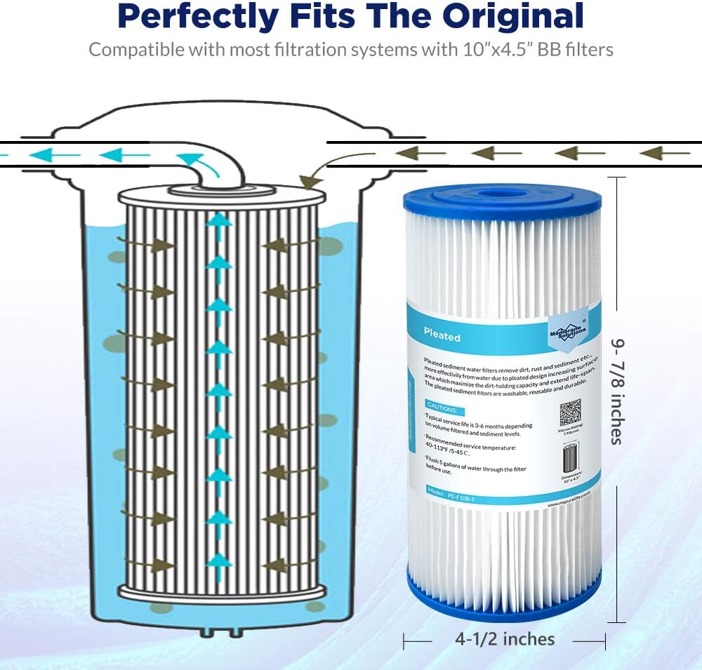 50 Micron Pleated Sediment Water Filter Cartridge 4 Pack M187928