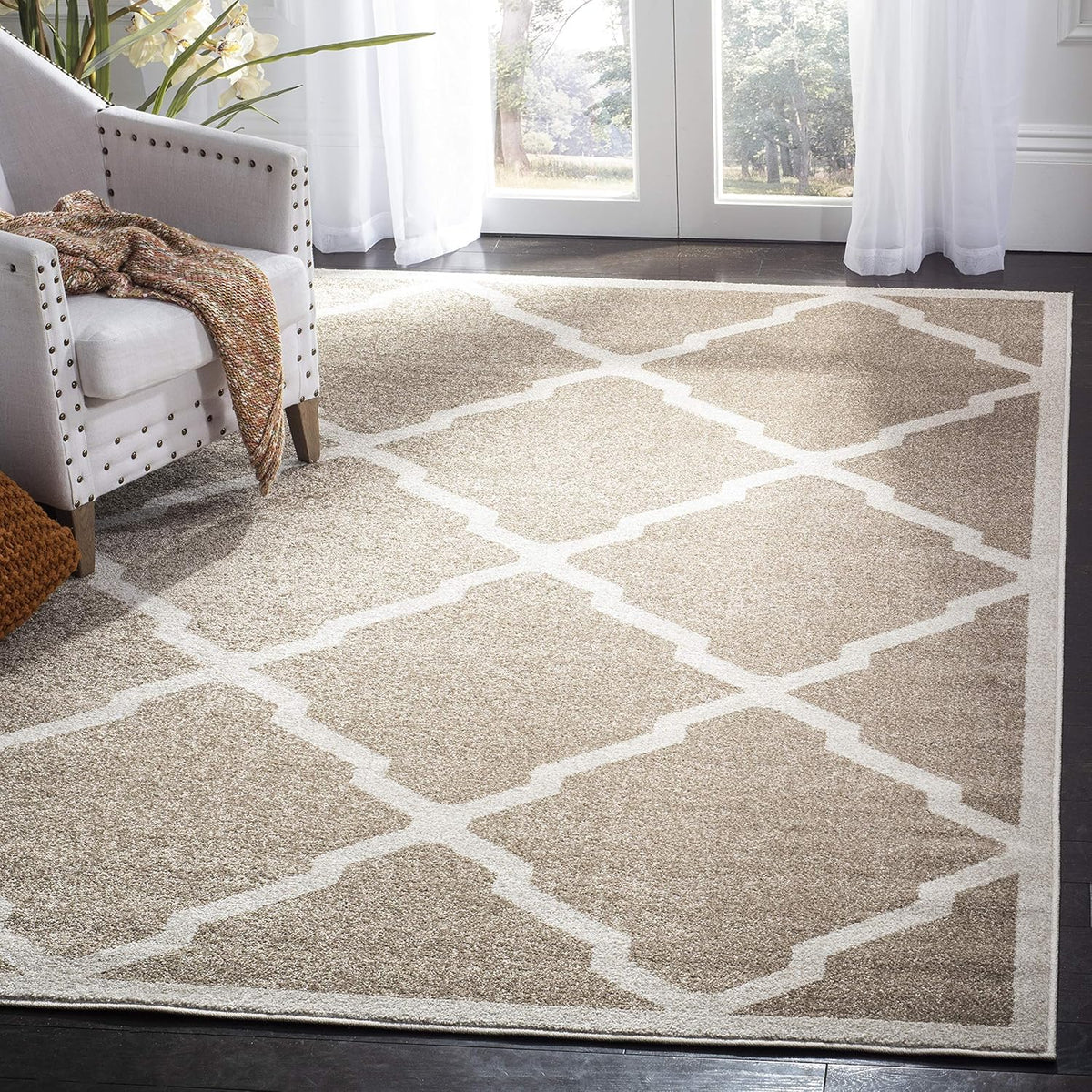 Wheat Beige Moroccan Trellis Runner F37840