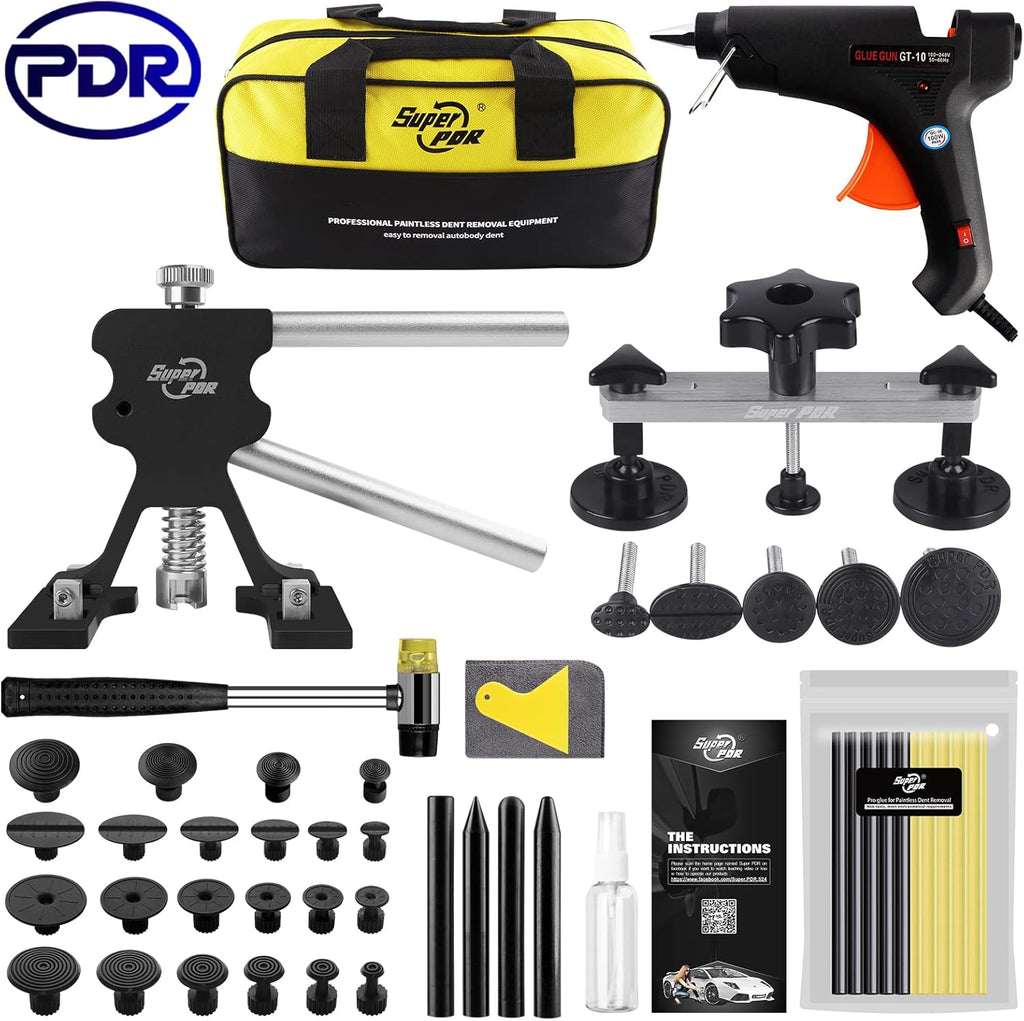 Paintless Dent Repair Kit with Bridge Dent Puller and Black Dent Lifter X529