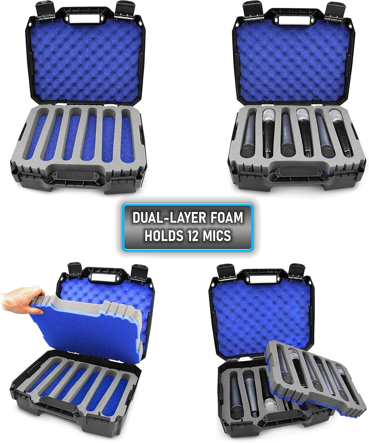Hard Case Compatible with 12 Handheld Transmitter Mics I900