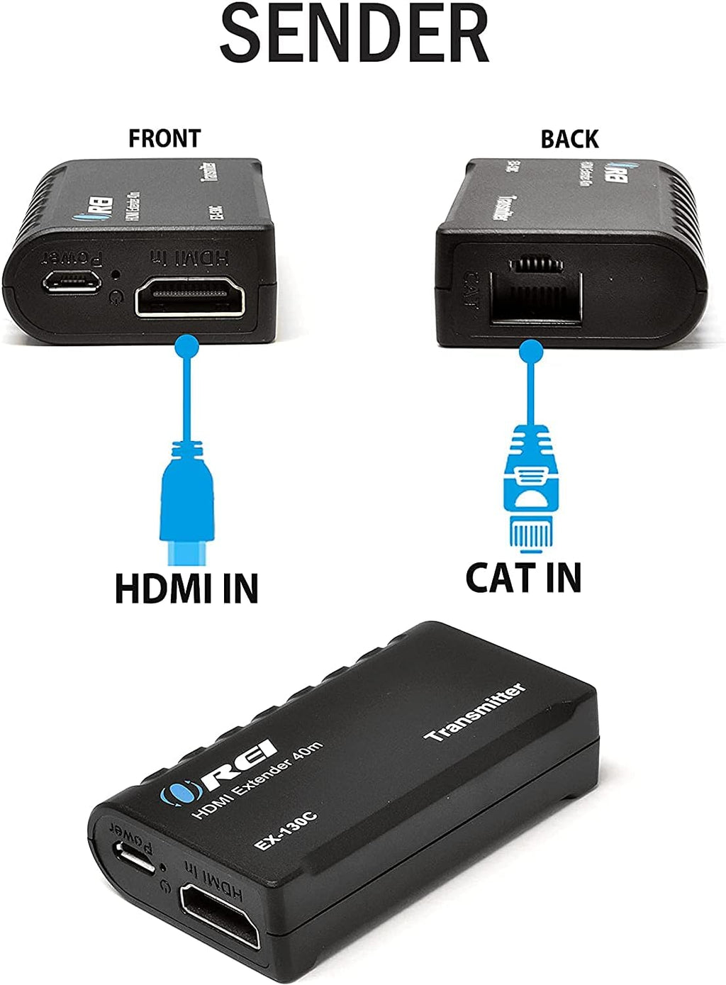 HDMI to Ethernet Extender RJ45 130 Feet 1080P Transmitter & Receiver Z1896