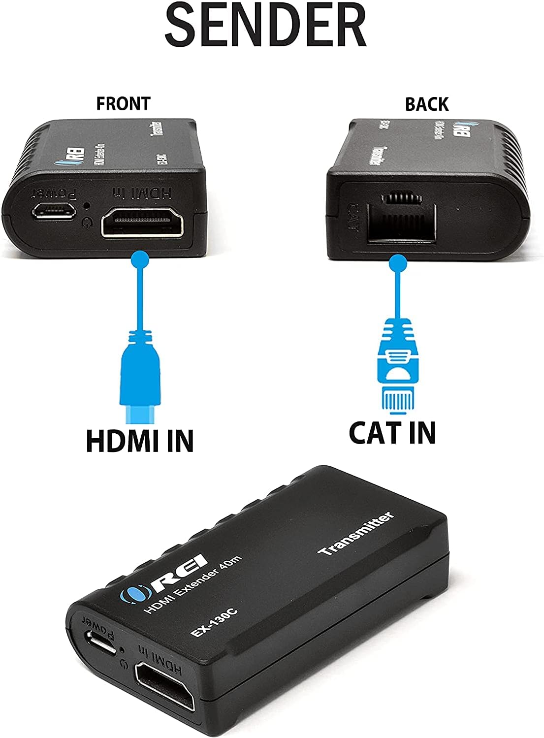 HDMI to Ethernet Extender RJ45 130 Feet 1080P Transmitter & Receiver Z1896