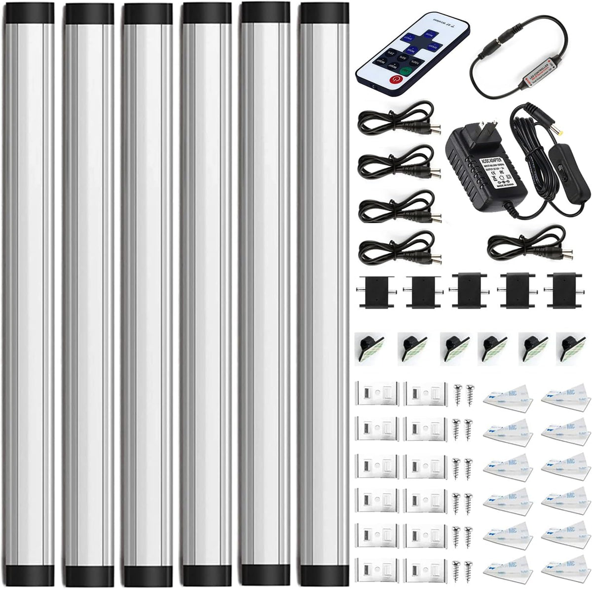 6PCS 12-inch Warm White 3000K Under Cabinet Lighting Kit A537