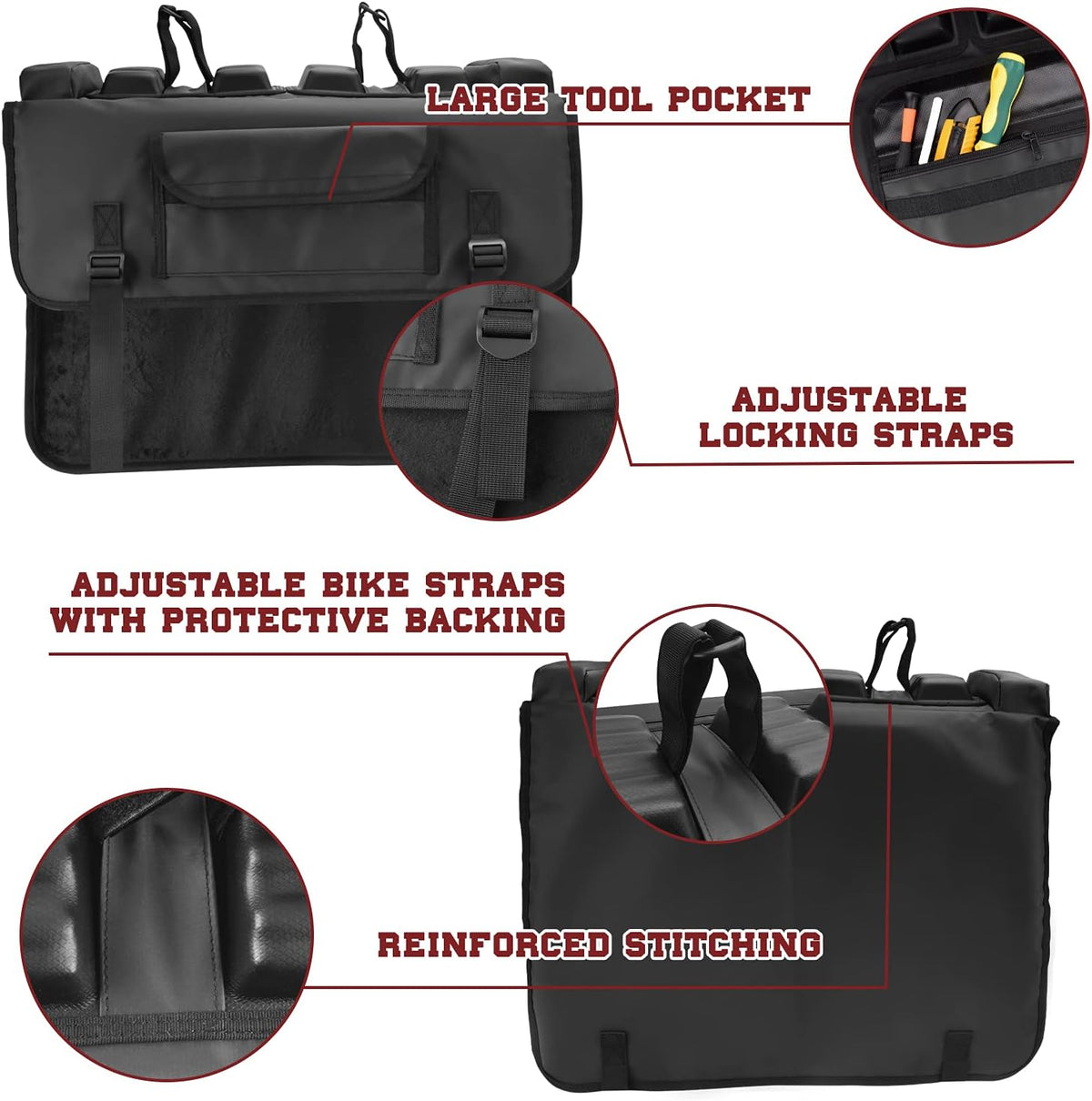 Tailgate Pad for Mountain Bike with Tool Pocket Carries Up to 2 Bikes T931734