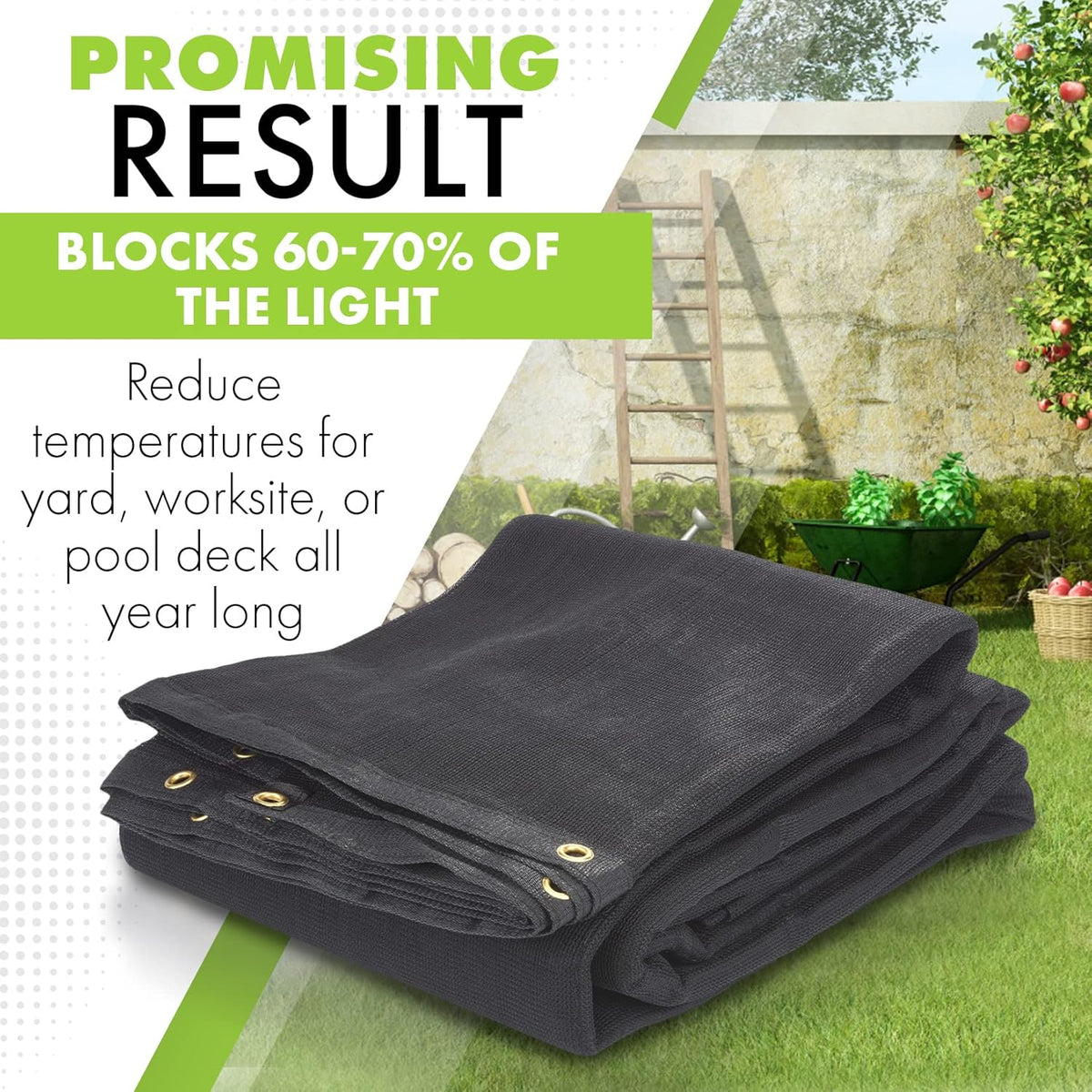 10 FT X 12 FT Heavy Duty Black Knitted Mesh Tarp with Grommets O4346