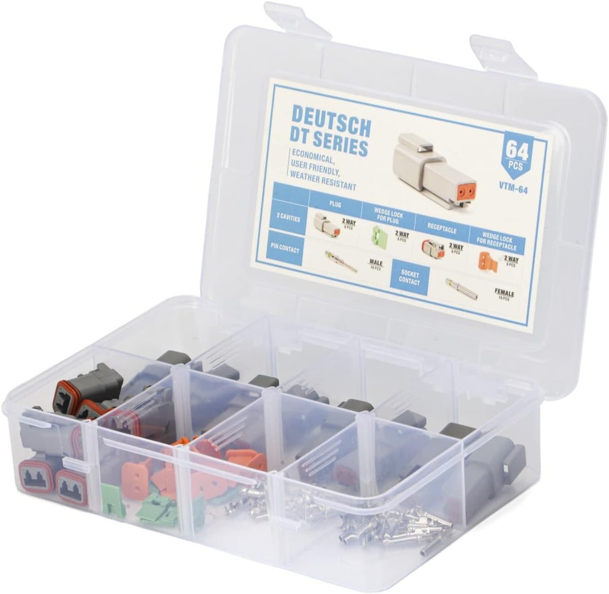 188PCS Gray Connector Kit with 16 Solid Contacts S286