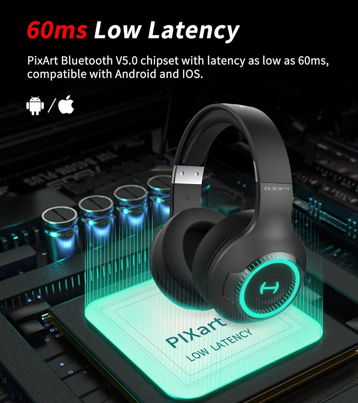 Bluetooth 5.0 Wireless Gaming Headset with Detachable Microphone X300
