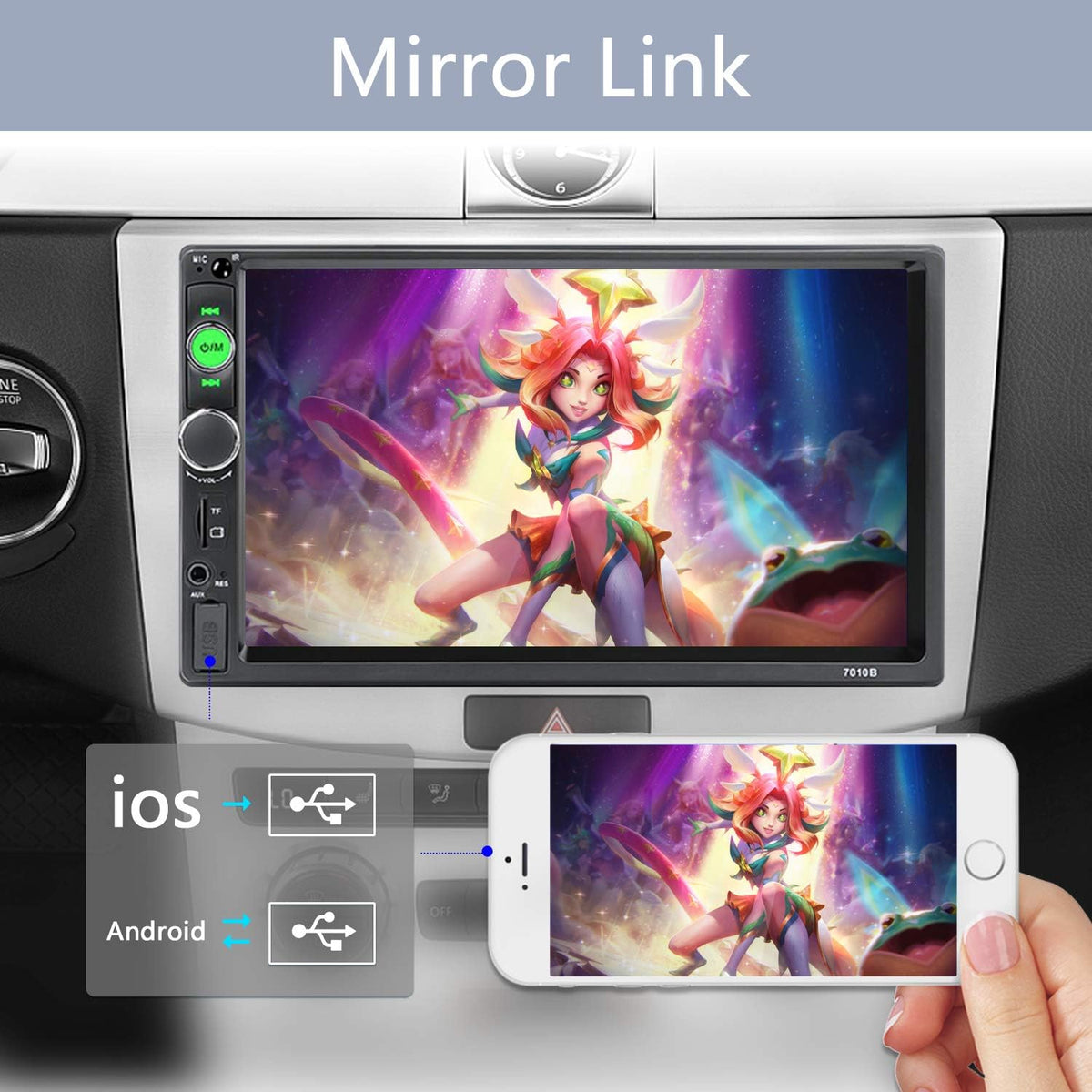 7” Touch Screen Double Din Car Stereo with Backup Camera G31874