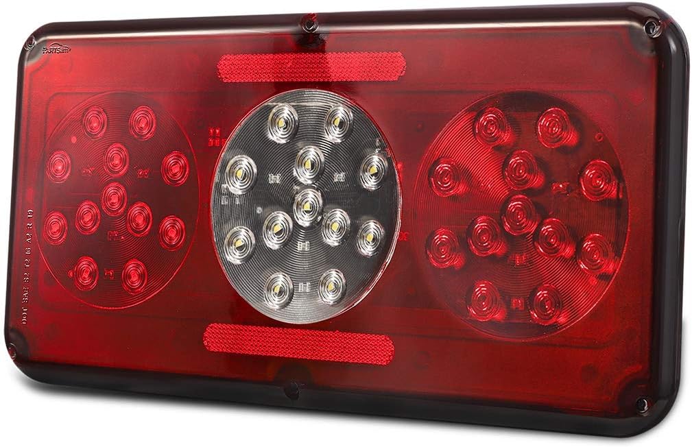 2Pcs Rectangle LED Trailer RV Tail Lights Red and White G254