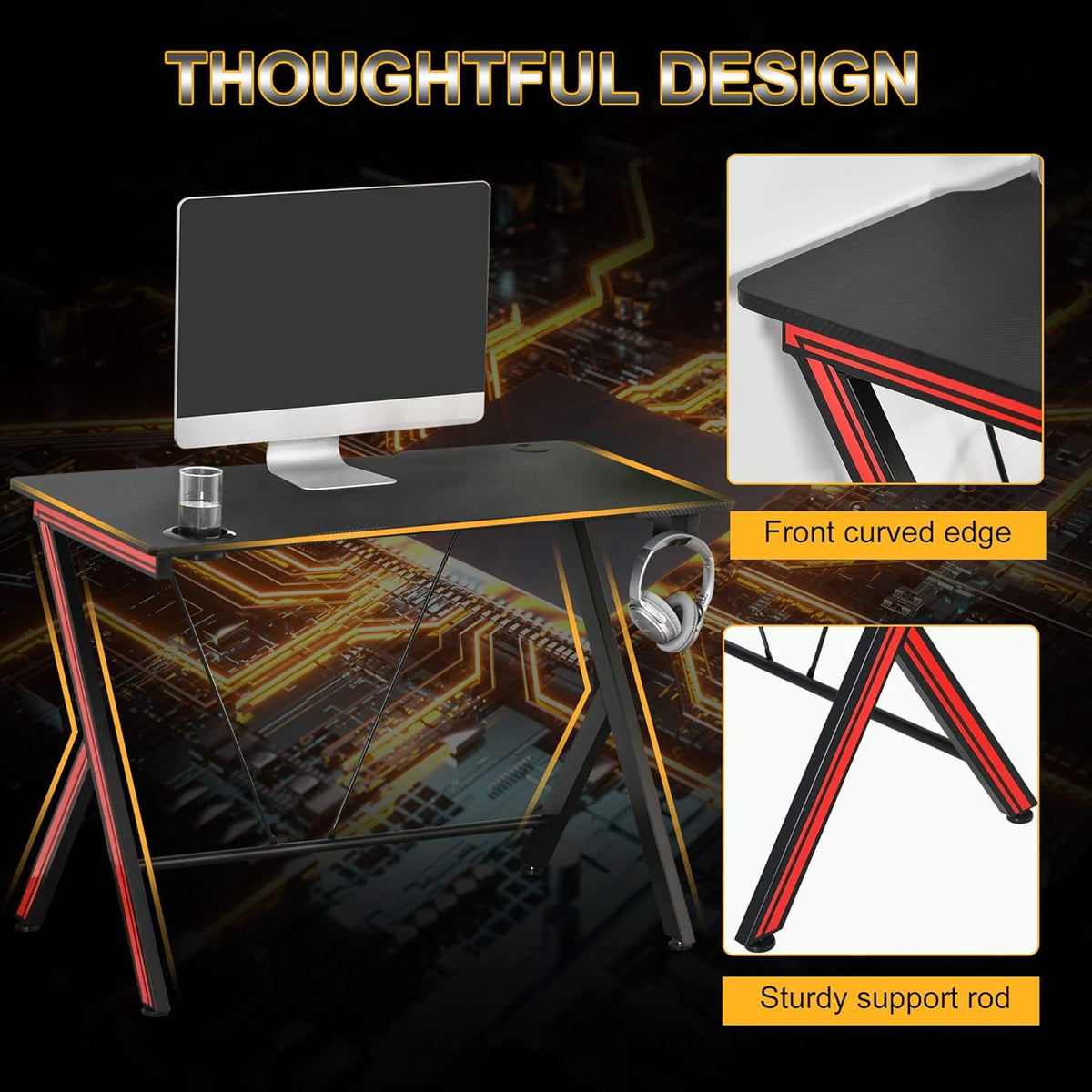 47 inch Gaming Computer Desk with Cup Holder J915349