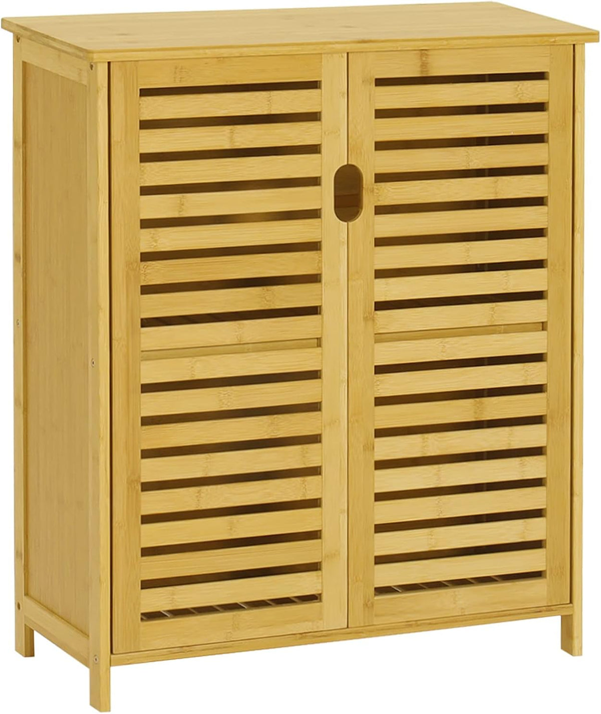 Bamboo Bathroom Storage Cabinet with Shutter Doors and 2 Shelves C902