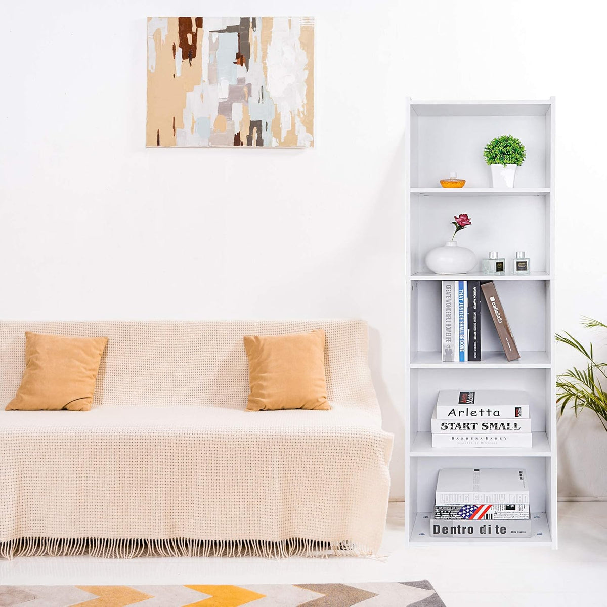 White 5-Shelf Wood Bookcase W129703