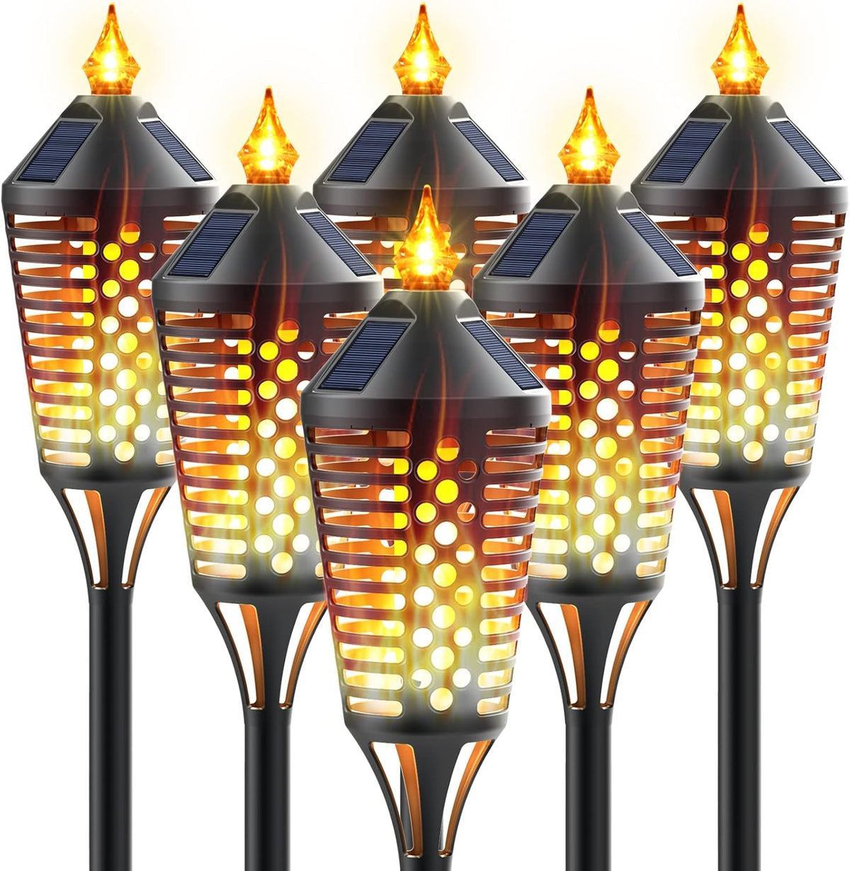 6 Pack Waterproof Solar Torch Lights with Flickering Flame W4807