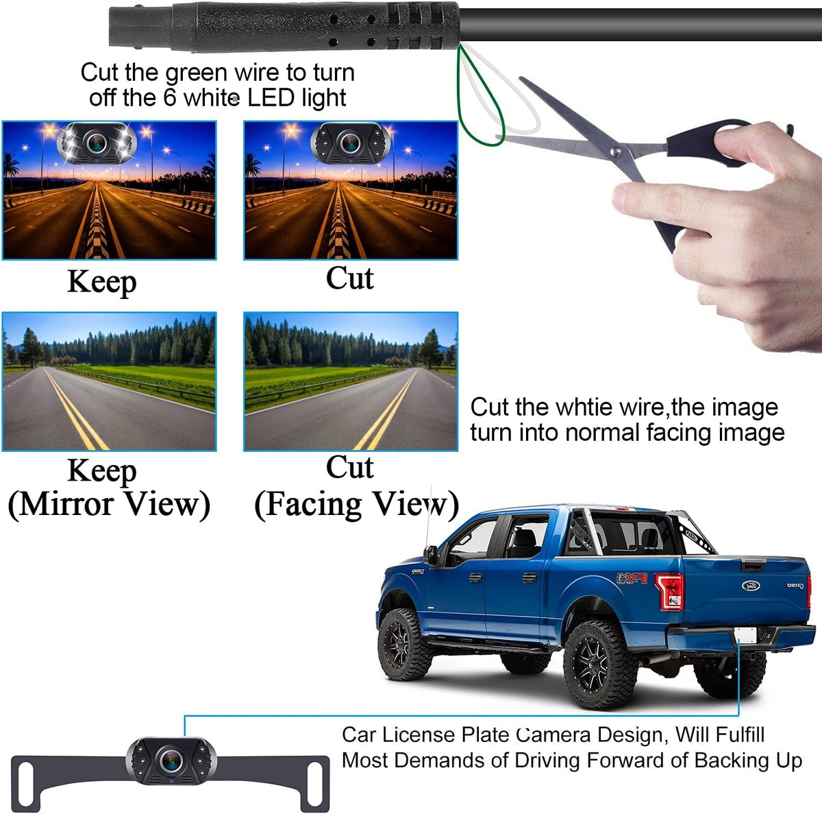 HD 1080P Wired Backup Camera with Monitor Kit J351642