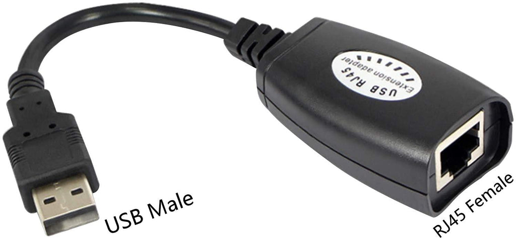 USB to RJ45 Extension Adapter Over Cat5/Cat6 Cable up to 150ft Black K88514