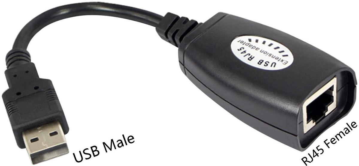 USB to RJ45 Extension Adapter Over Cat5/Cat6 Cable up to 150ft Black K88514