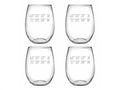 Sand Etched Stemless Wine Glass Set of 4 B6651