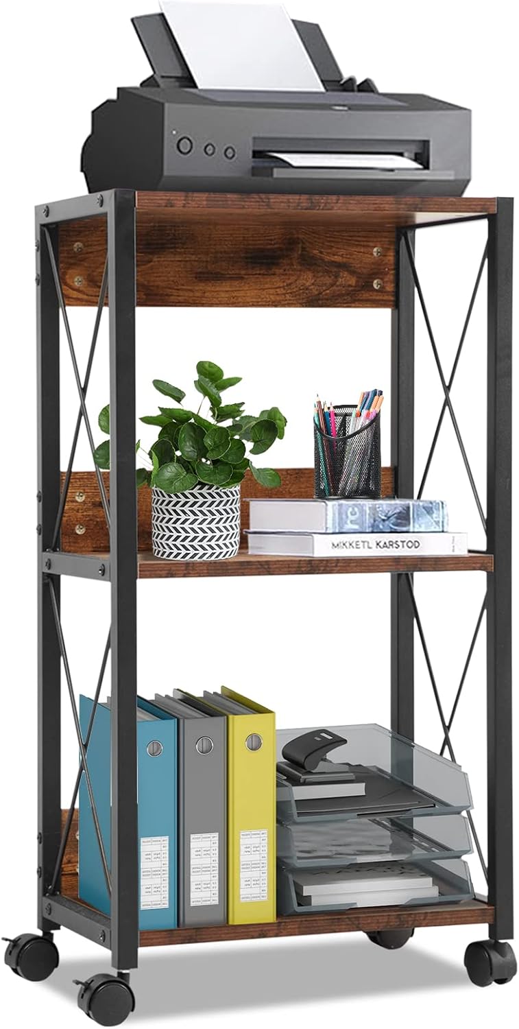 3-Tier Rolling Printer Cart with Storage B472
