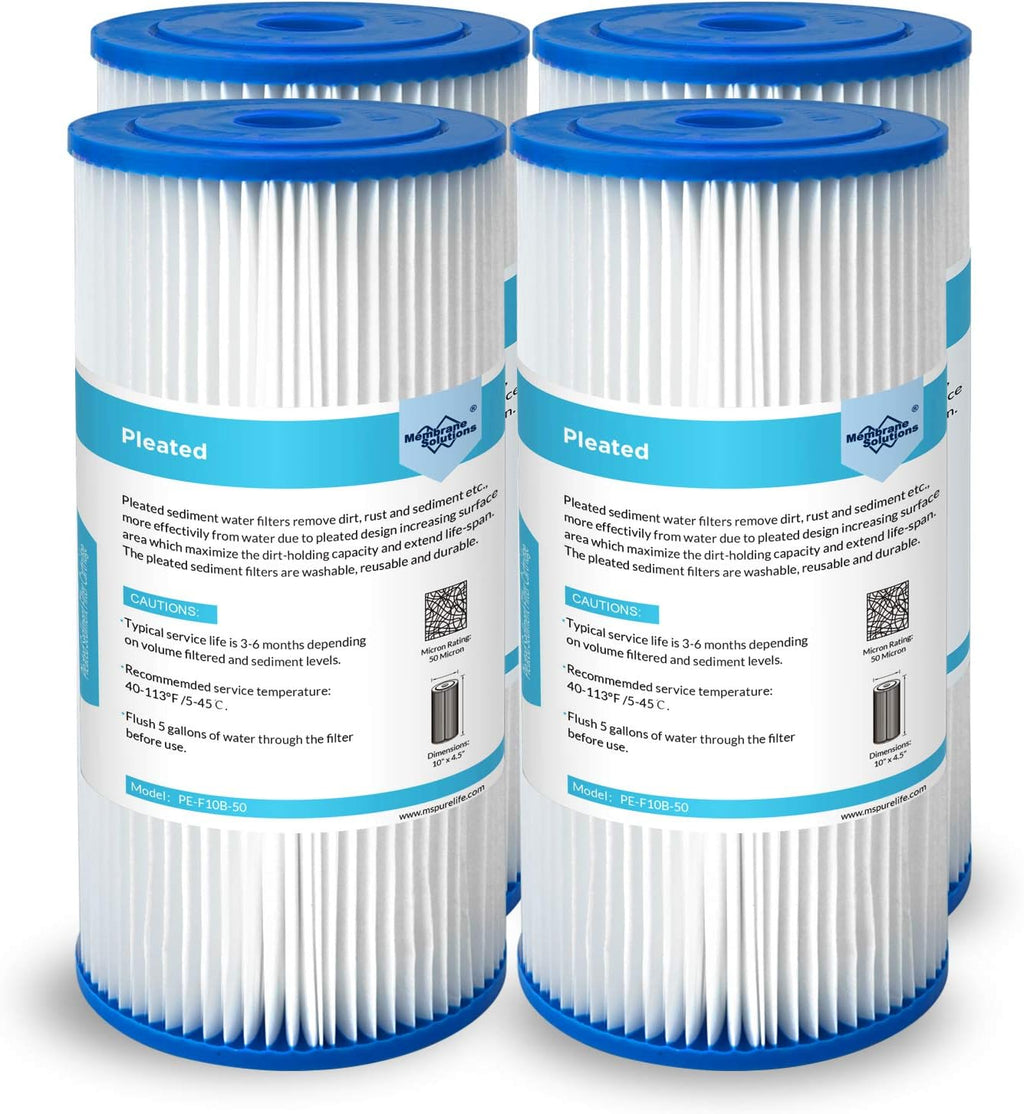 50 Micron Pleated Sediment Water Filter Cartridge 4 Pack M187928