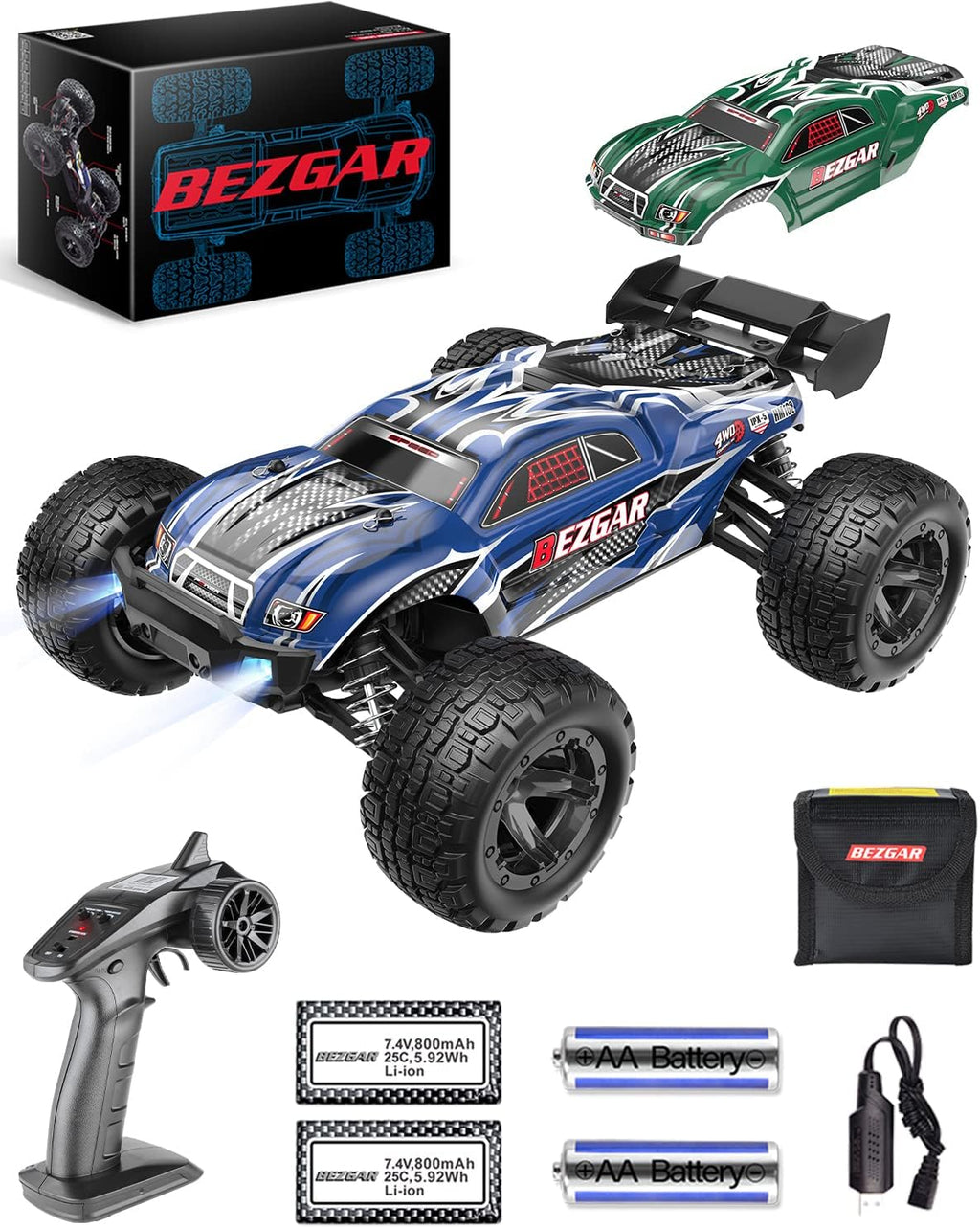 1:16 Scale 4WD Remote Control Truck with 2 Rechargeable Batteries M53939