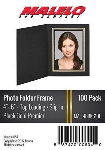 Black/Gold Cardboard Photo Folder Frame 4x6 Pack of 100 F360