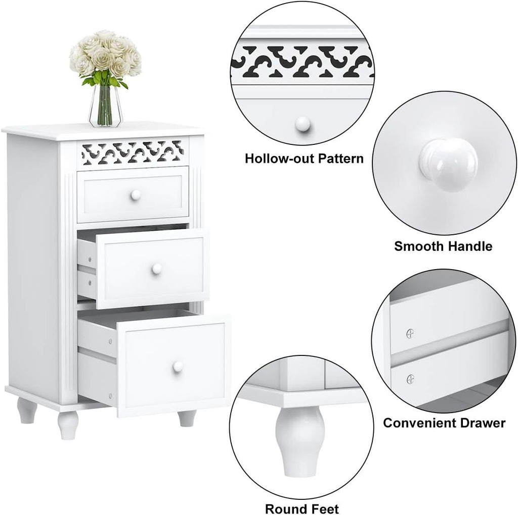 White 3 Drawer Wood Storage Cabinet F74789