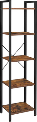 5-Tier Rustic Brown and Black Bookshelf K69609