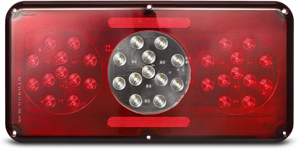 2Pcs Rectangle LED Trailer RV Tail Lights Red and White G254
