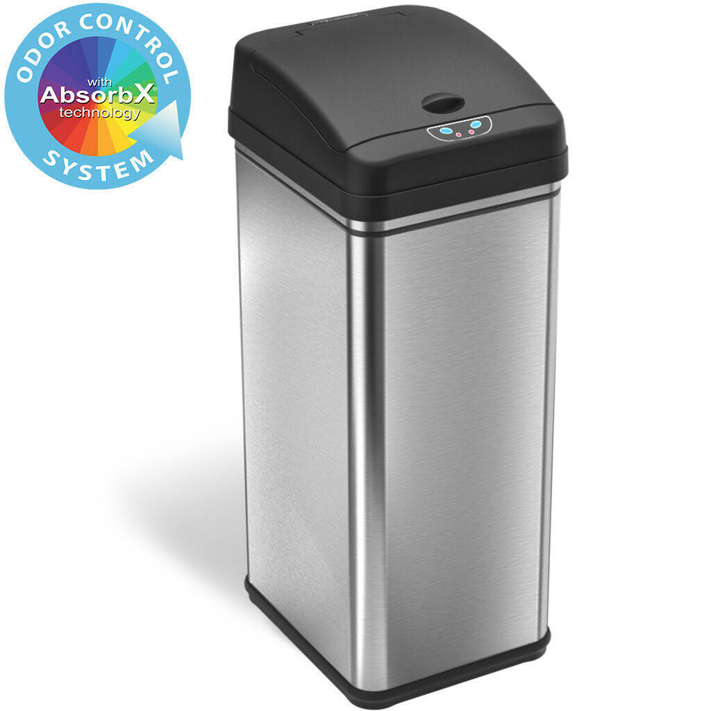 13 Gal Touchless Sensor Stainless Steel Trash Can L383189