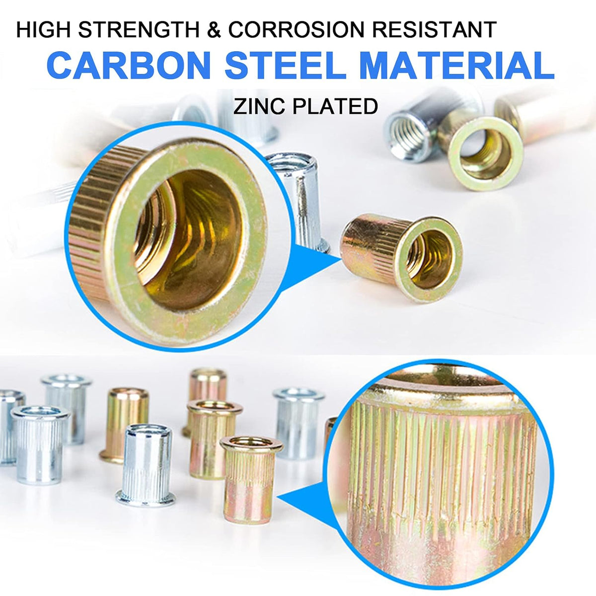 860pcs SAE UNC Zinc Plated Carbon Steel Rivet Nut Kit with Case A2835