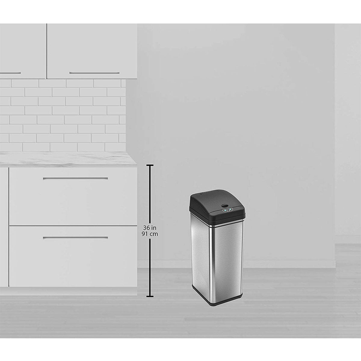 13 Gal Touchless Sensor Stainless Steel Trash Can L383189