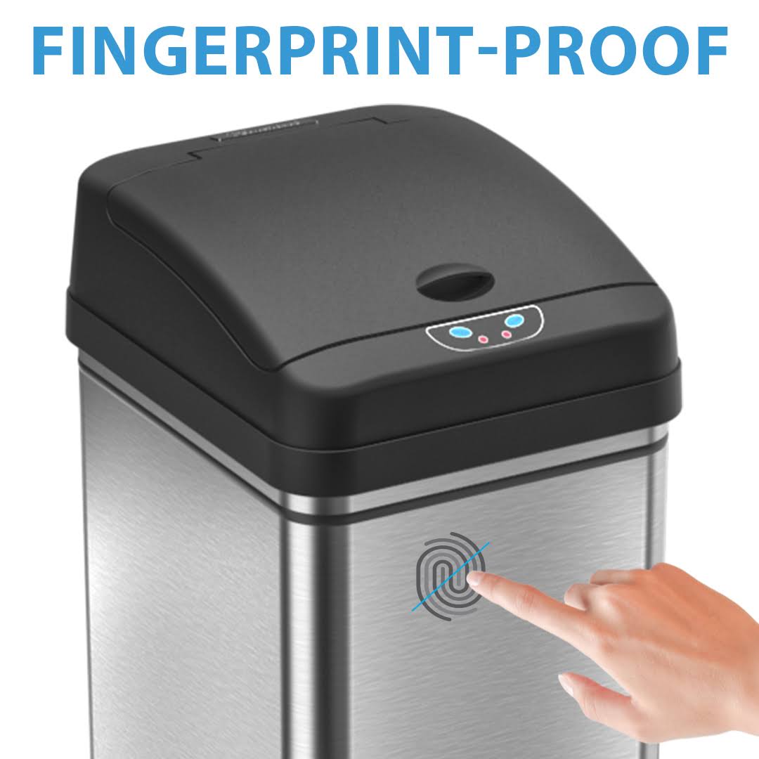 13 Gal Touchless Sensor Stainless Steel Trash Can L383189