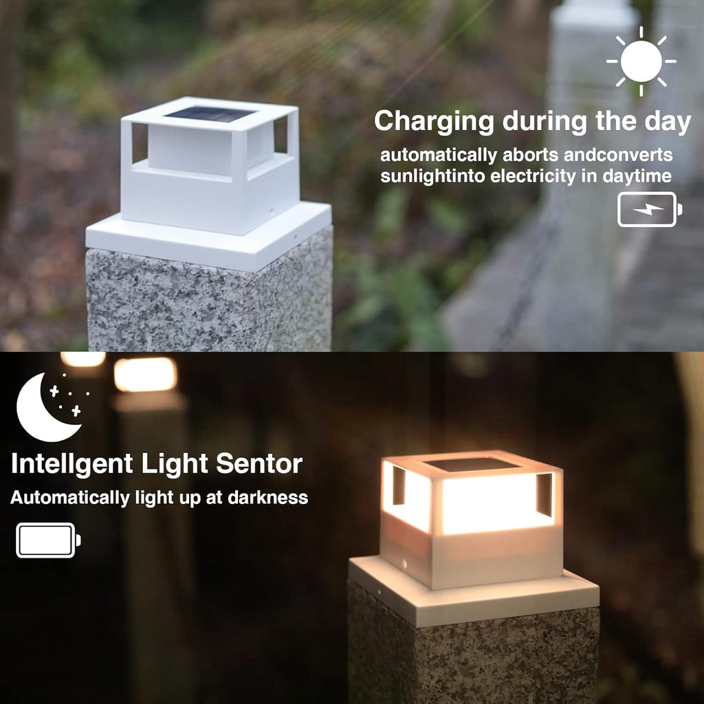 6 Pack White Solar Post Cap Lights L2399