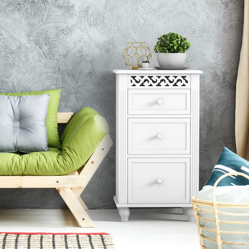 White 3 Drawer Wood Storage Cabinet F74789