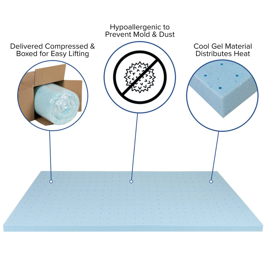 2 inch Cool Gel Memory Foam Mattress Topper Full L41000