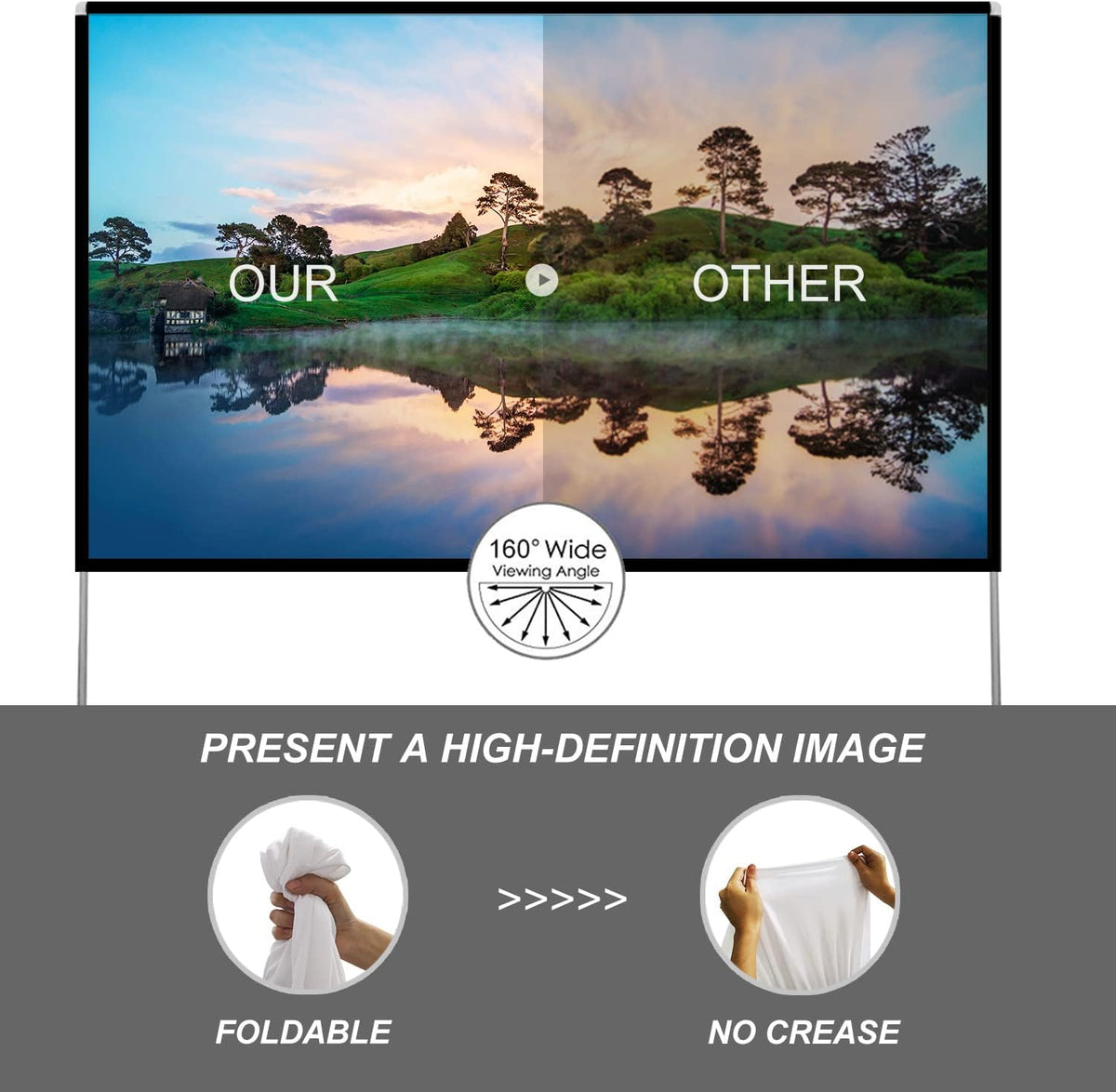 100 inch 16:9 Portable Projector Screen with Stand and Carry Bag A140