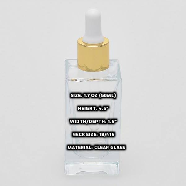 1.7 oz Clear Glass Bottle with Droppers L74816