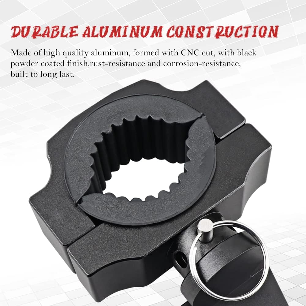 UTV Whip Light Mount Bracket Quick-Release Adjustable Flag Antenna Holder Tube Clamp for 1 Inch to 2 Inch Roll Bar, 2PC M6866
