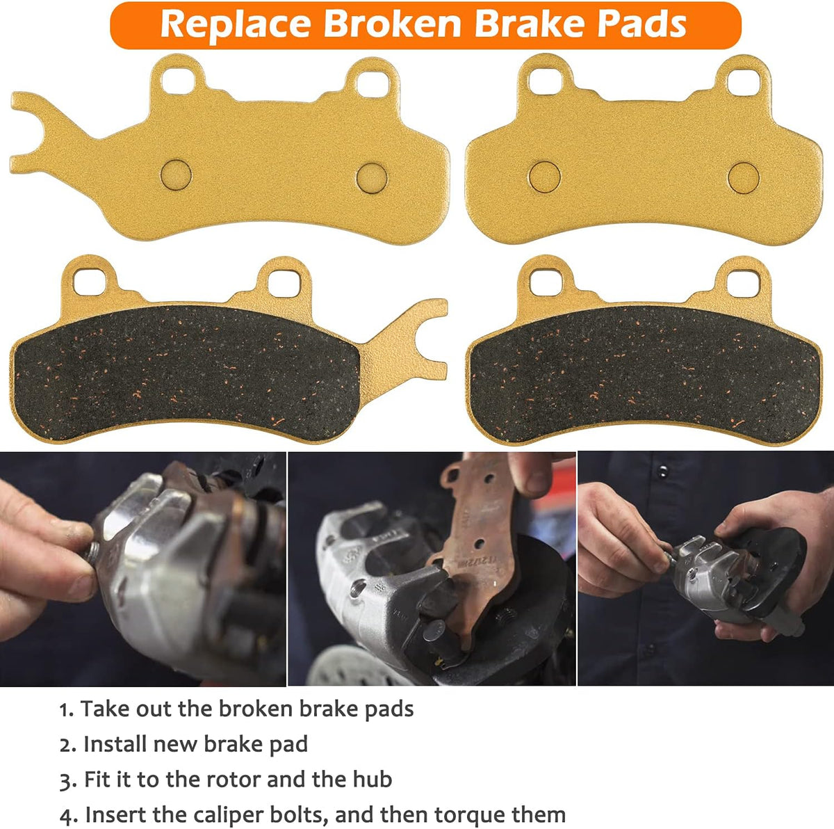 Brake Pads Front & Rear Replacement Severe Duty Metal 4 Set B817