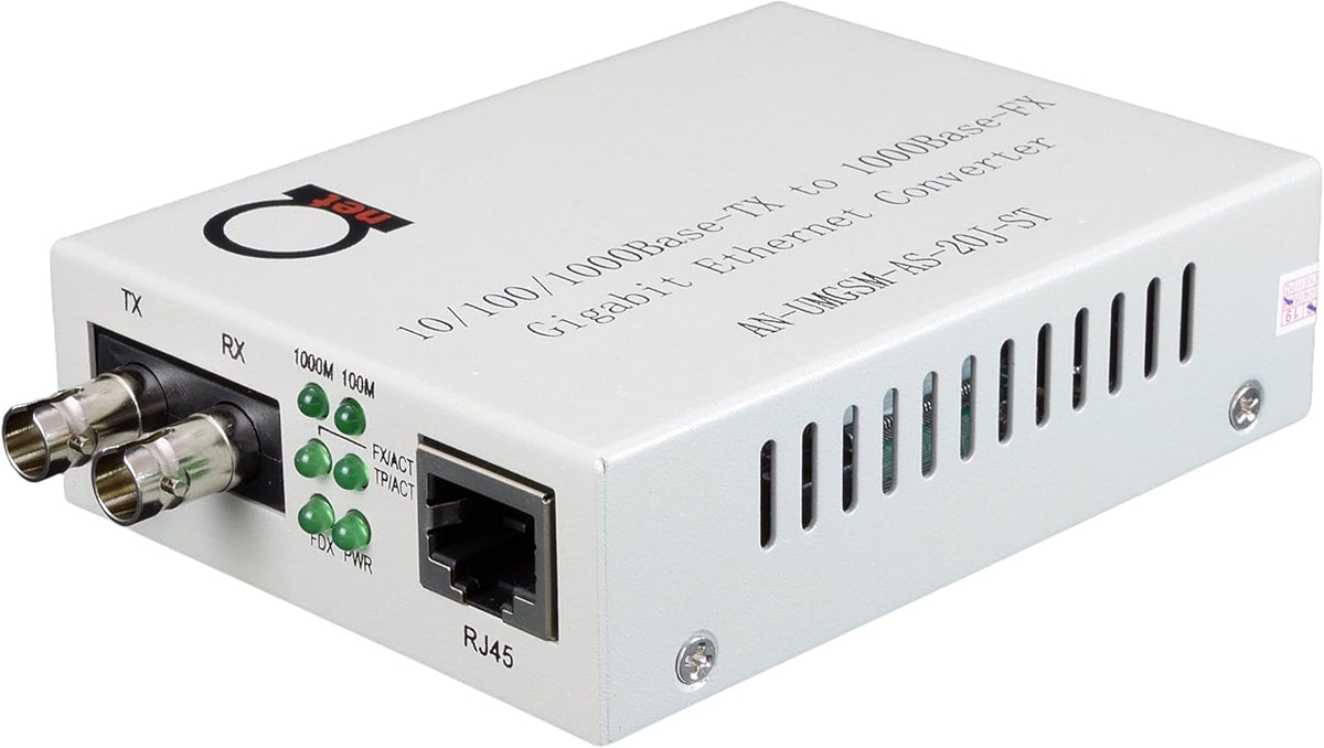 Gigabit Fiber Media Converter ST to UTP Cat5e Cat6 RJ-45 F1467