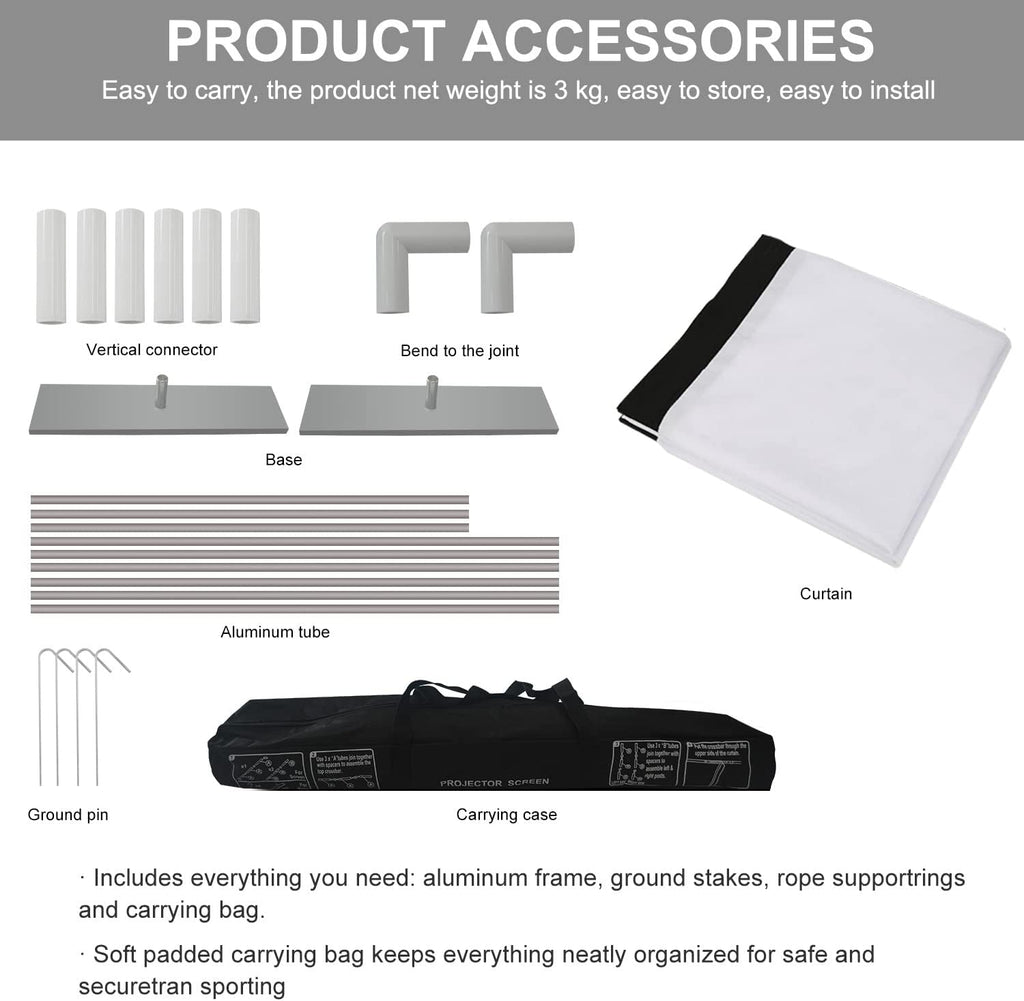 100 inch 16:9 Portable Projector Screen with Stand and Carry Bag A140