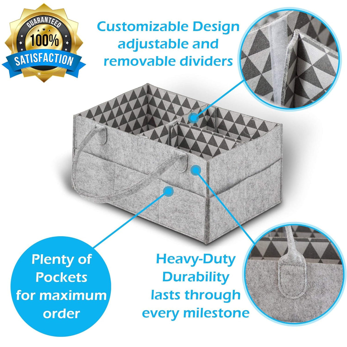 Baby Diaper Caddy Organizer Set of 2 with Handles R2354