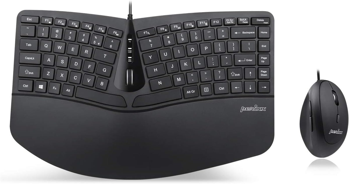 Wireless Compact Ergonomic Keyboard with Vertical Mouse and Numeric Keypad E144