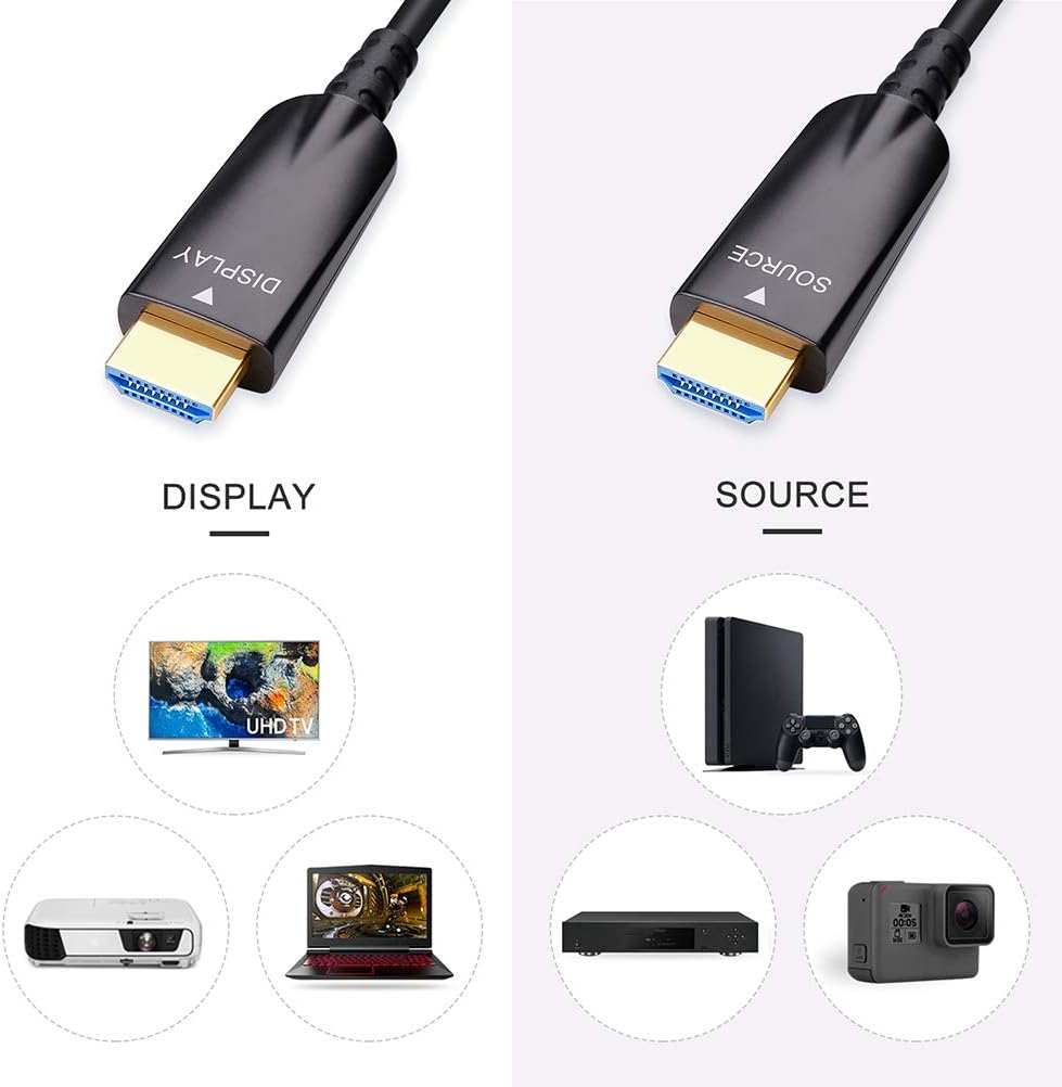 100ft Black Fiber Optic HDMI Cable 4K 30Hz 1080p 60Hz C44729