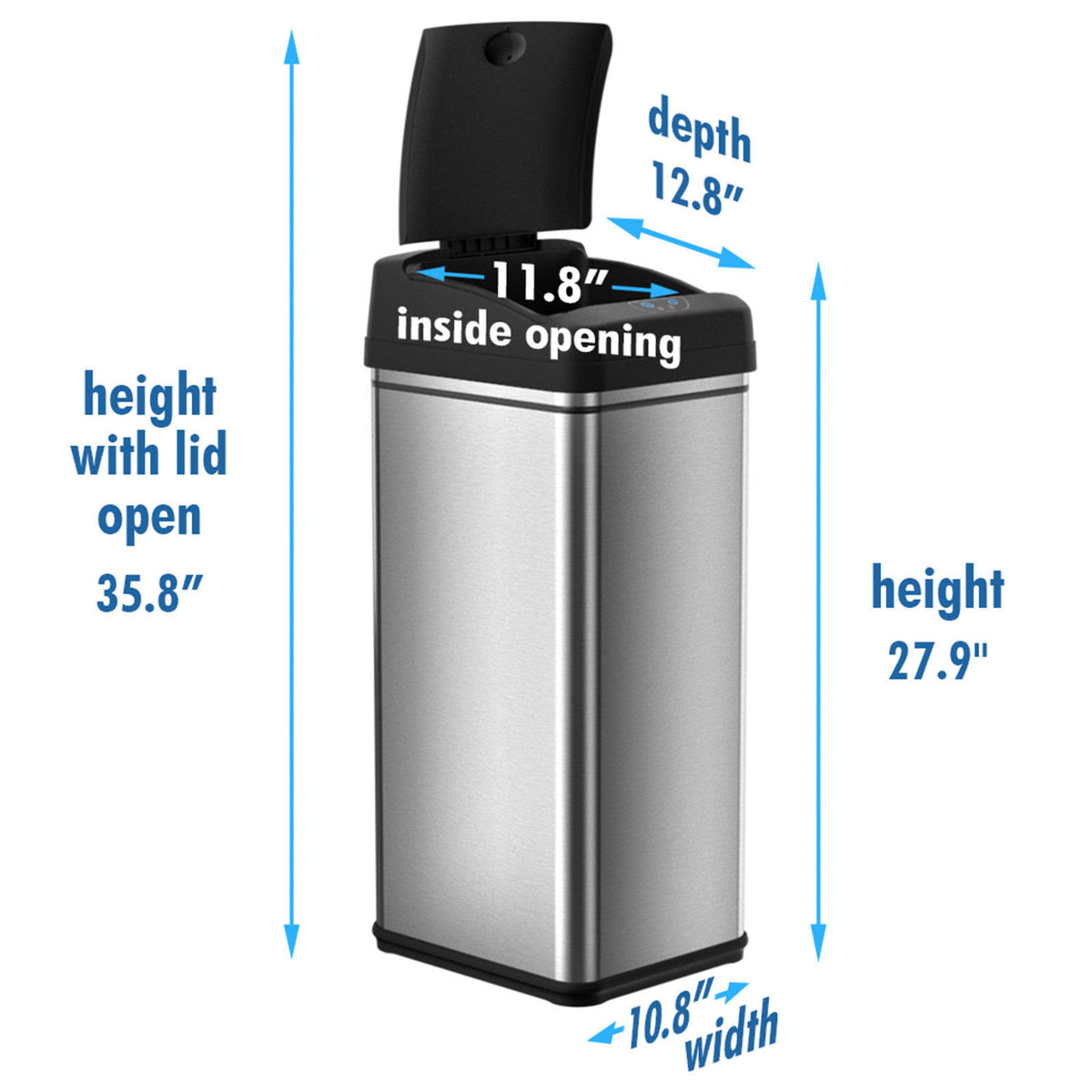 13 Gal Touchless Sensor Stainless Steel Trash Can L383189