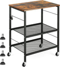 Kitchen Island on Wheels with Storage 3 Tier Microwave Oven Stand Rolling Utility Cart with 10 Hooks K831
