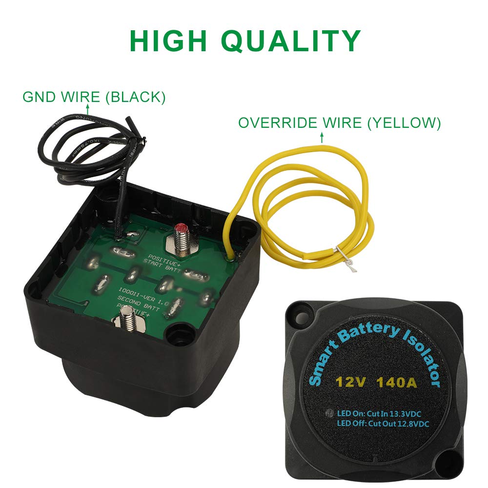 12V 140Amp Voltage Sensitive Relay Dual Battery Isolator Kit S1784
