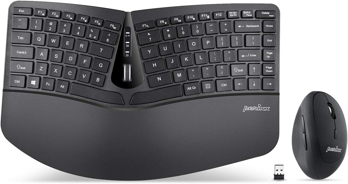 Wireless Compact Ergonomic Keyboard with Vertical Mouse and Numeric Keypad E144